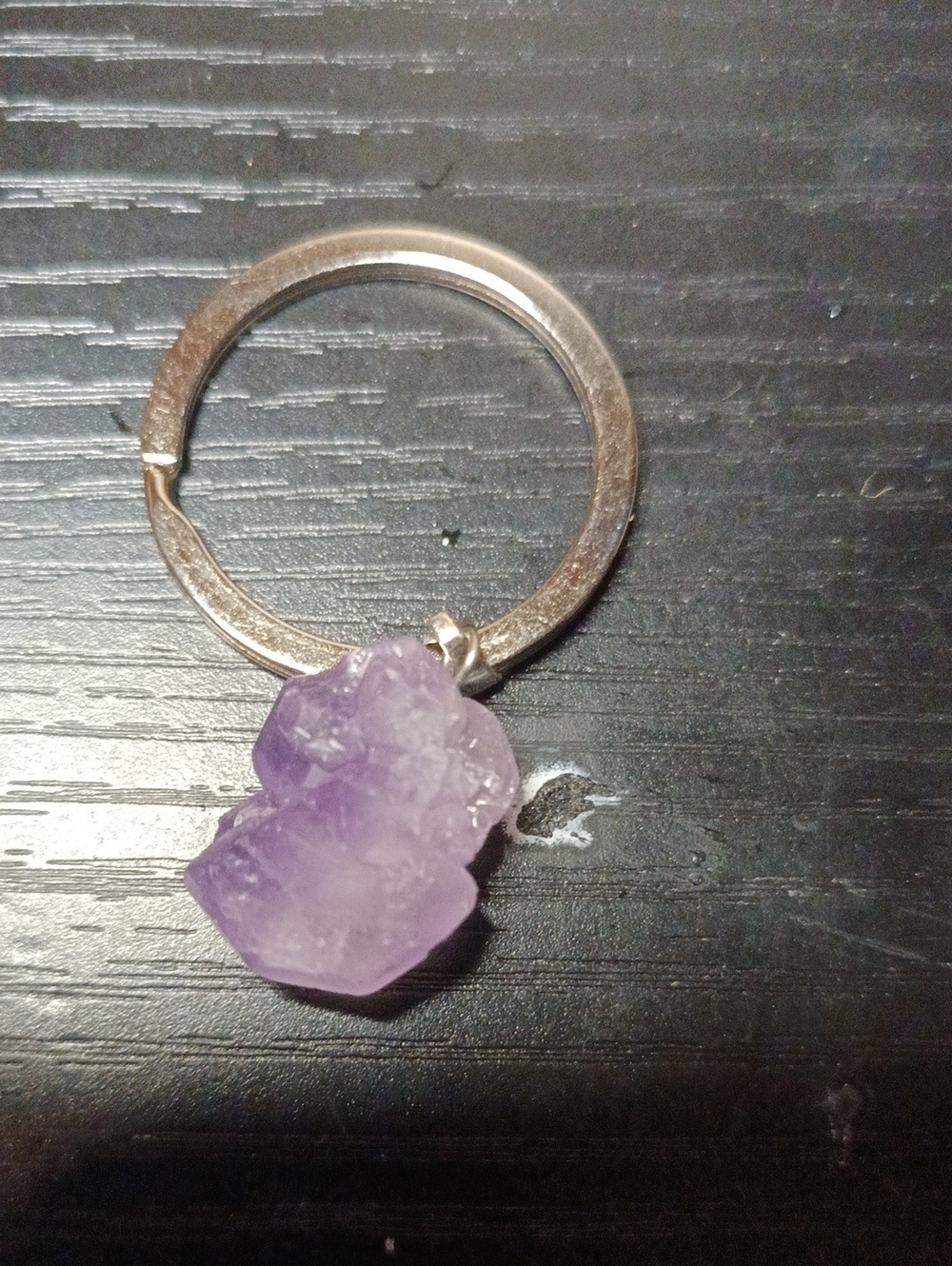 New Amethyst Crystal Keyring - Purple Raw Stone Keychain